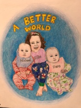 Suddenly Mad- A Better World (drawing of Michael, Ellie and Sara)